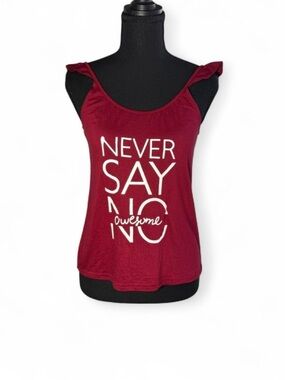 ASIMOON Never Say No Graphic Sleep Tank Top Maroon Small NEW